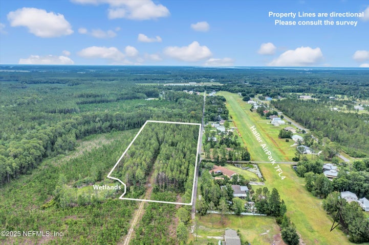 Aerial perspective of the five-acre parcel near the runway